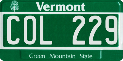 VT license plate COL229
