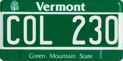 VT license plate COL230