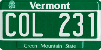 VT license plate COL231