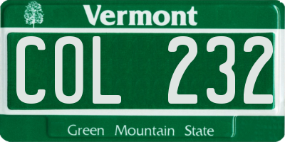 VT license plate COL232