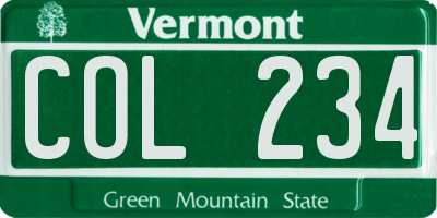 VT license plate COL234