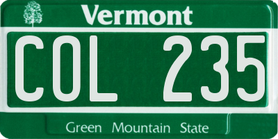 VT license plate COL235