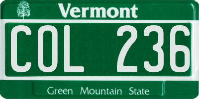VT license plate COL236