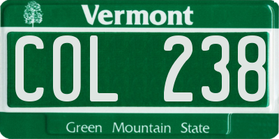 VT license plate COL238