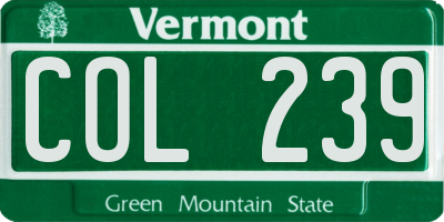 VT license plate COL239