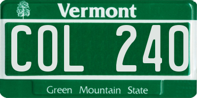 VT license plate COL240