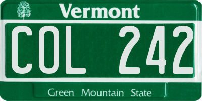 VT license plate COL242