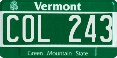 VT license plate COL243
