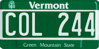 VT license plate COL244