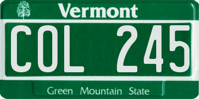 VT license plate COL245