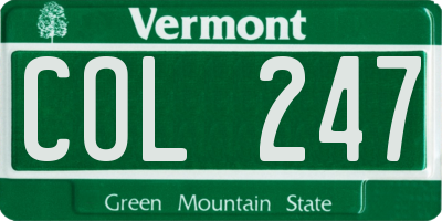 VT license plate COL247