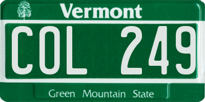 VT license plate COL249
