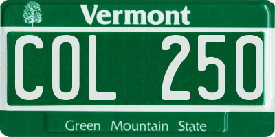 VT license plate COL250