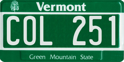 VT license plate COL251