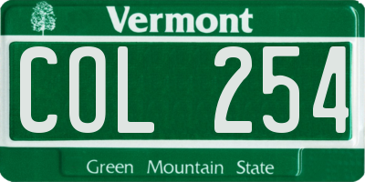 VT license plate COL254