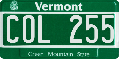 VT license plate COL255