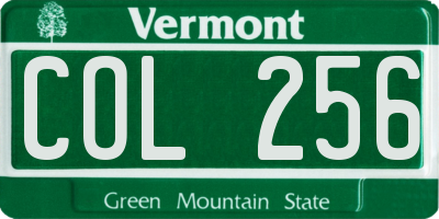 VT license plate COL256