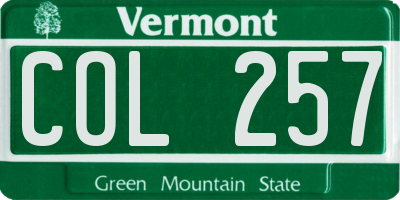 VT license plate COL257