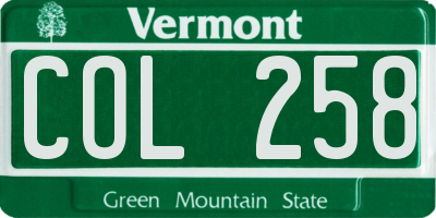 VT license plate COL258