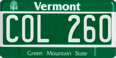 VT license plate COL260