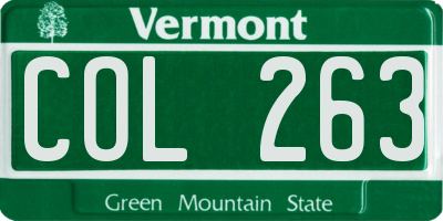 VT license plate COL263
