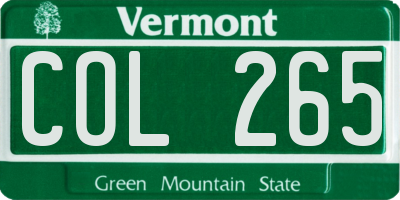 VT license plate COL265