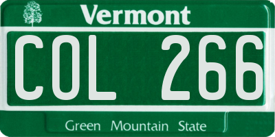 VT license plate COL266