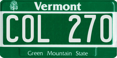 VT license plate COL270
