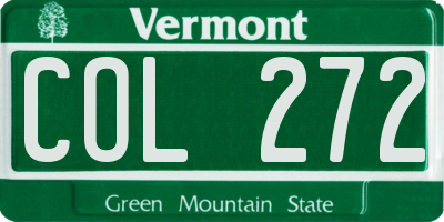 VT license plate COL272