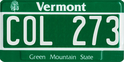 VT license plate COL273
