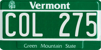VT license plate COL275