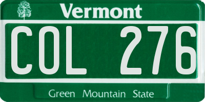 VT license plate COL276
