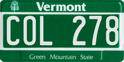 VT license plate COL278