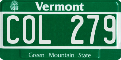 VT license plate COL279