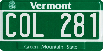 VT license plate COL281