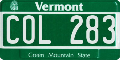 VT license plate COL283