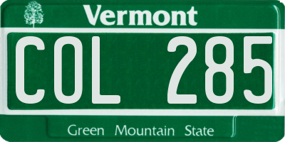 VT license plate COL285