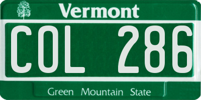 VT license plate COL286