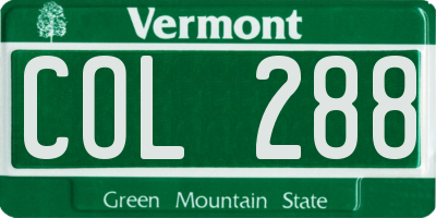 VT license plate COL288