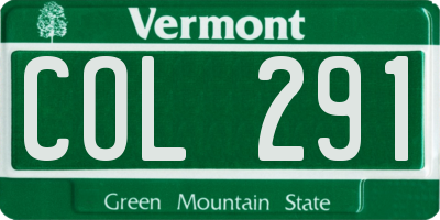 VT license plate COL291