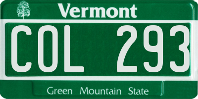VT license plate COL293