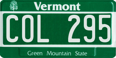 VT license plate COL295