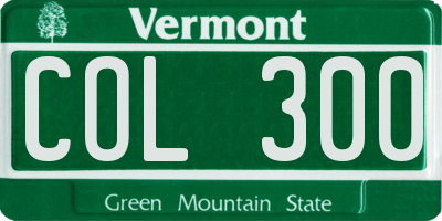 VT license plate COL300