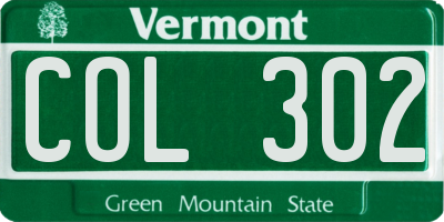 VT license plate COL302