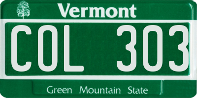 VT license plate COL303