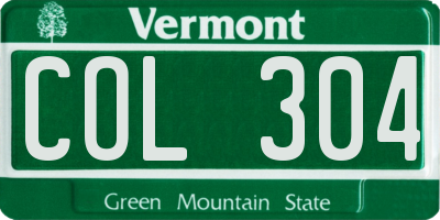 VT license plate COL304
