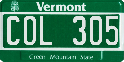VT license plate COL305