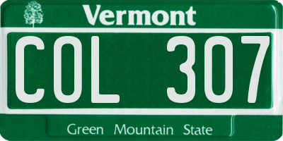 VT license plate COL307