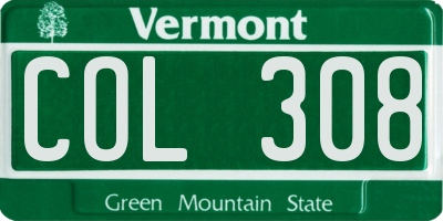 VT license plate COL308