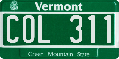 VT license plate COL311